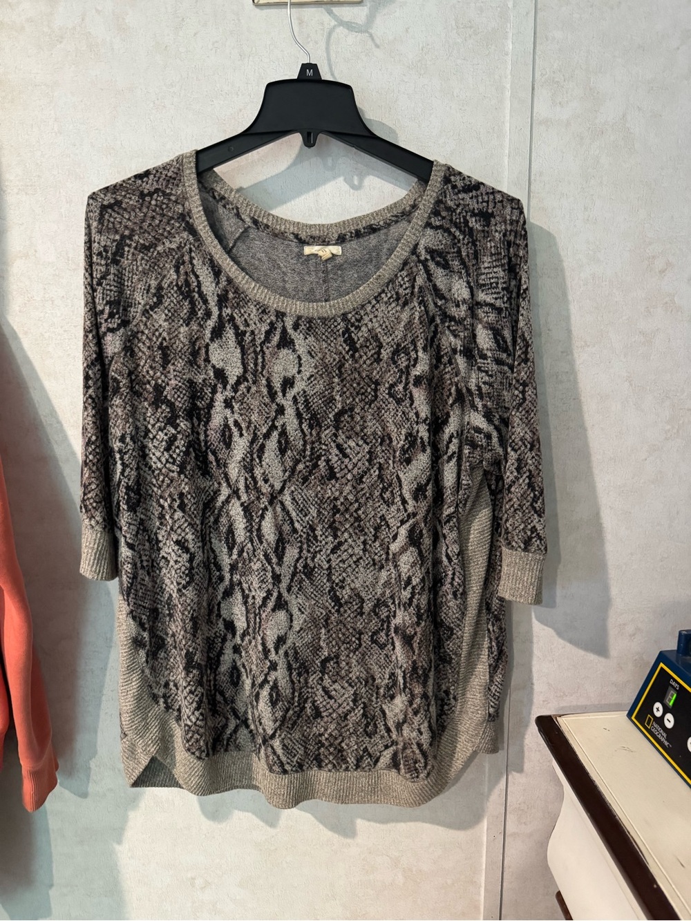 Maurices Gray Snake-Print Scoop Neck Sweater